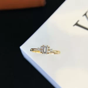 18K Gold Emerald-Cut Lab-Grown Diamond Ring — 0.622 ct — view 1