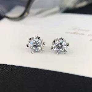 18K Gold Snowflake Lab-Grown Diamond Stud Earrings — 1.04 ct — view 1