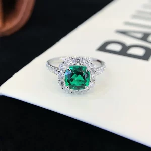PT950 Platinum Lab-Grown Emerald Ring — 1.38 ct — view 1