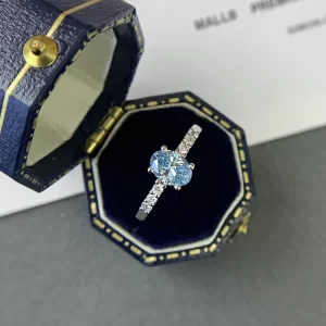 18K Gold Lab-Grown Blue Diamond Ring — 0.66 ct — view 1