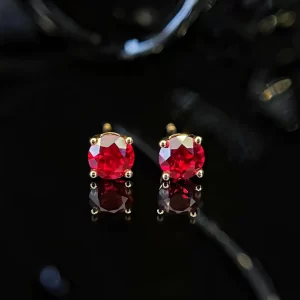 18K Gold Lab-Grown Ruby Stud Earrings — 1 ct — view 1