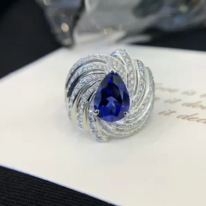 18K Gold Lab-Grown Sapphire Ring — 1.9 ct — view 1