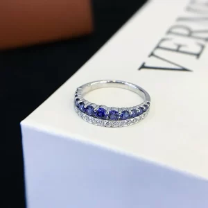 PT950 Platinum Lab-Grown Sapphire Band — 0.94 ct — view 1