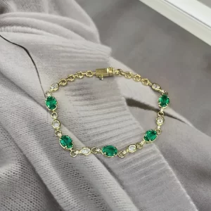 18K Gold Lab-Grown Emerald Bracelet — 3.47 ct — view 1