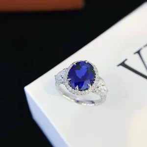 9K Gold Lab-Grown Sapphire Ring — 4.7 ct — view 1