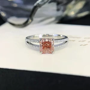 18K Gold Lab-Grown Pink Diamond Ring — 1.316 ct — view 1