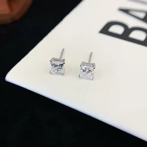 18K Gold Princess-Cut Lab-Grown Diamond Stud Earrings — 1.09 ct — view 1