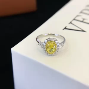 18K Gold Oval Lab-Grown Yellow Diamond Ring — 0.6 ct — view 1