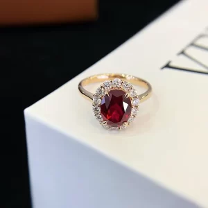 18K Gold Lab-Grown Ruby Ring — 2.4 ct — view 1