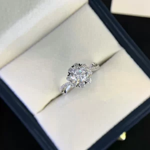 18K Gold Floral Moissanite Ring — 1 ct — view 1