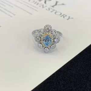 18K Gold Lab-Grown Blue Diamond Ring — 0.7 ct — view 1