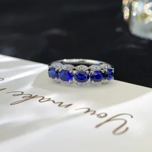 18K Gold Lab-Grown Sapphire Ring — 1 ct — view 1