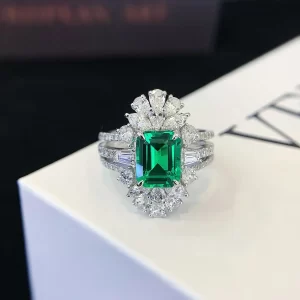 9K Gold Lab-Grown Emerald Ring — 1.8 ct — view 1
