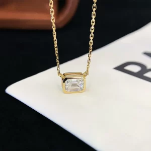18K Gold Emerald-Cut Lab-Grown Diamond Necklace — 1.06 ct — view 1