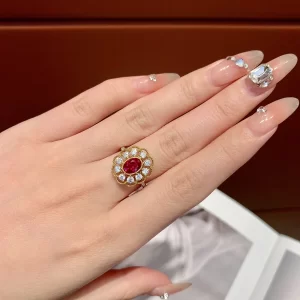 18K Gold Lab-Grown Ruby Ring — 0.95 ct — view 1