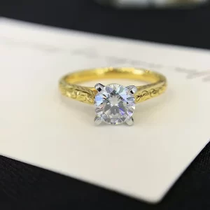 18K Gold Moissanite Ring — 1 ct — view 1