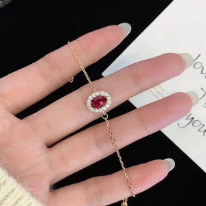 18K Gold Oval Lab-Grown Ruby Bracelet — 1 ct — view 1