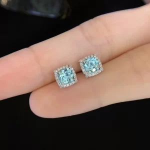 18K Gold Lab-Grown Colored Gemstone Stud Earrings — 1.83 ct — view 1