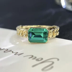 18K Gold Emerald-Cut Ring — 1.3 ct — view 1