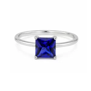 18K Gold Princess-Cut Lab-Grown Sapphire Ring — 2.00 ct — view 1