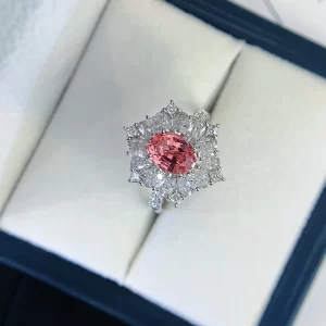 18K Gold Lab-Grown Pink Sapphire Ring — 1.5 ct — view 1